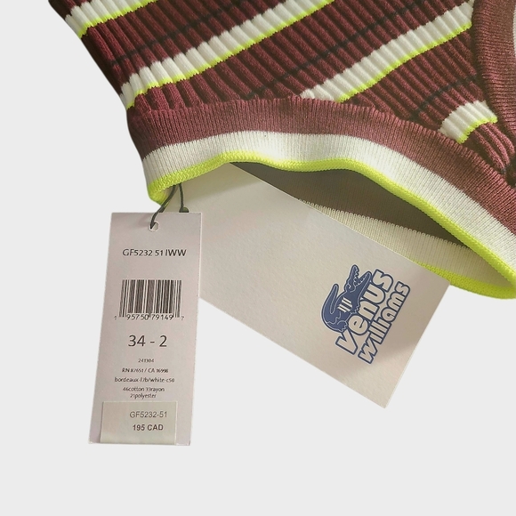 NWT LACOSTE X VENUS WILLIAMS EleVen Striped Retro Cotton Lounge Shorts 2/34 Y2K - Picture 13 of 13